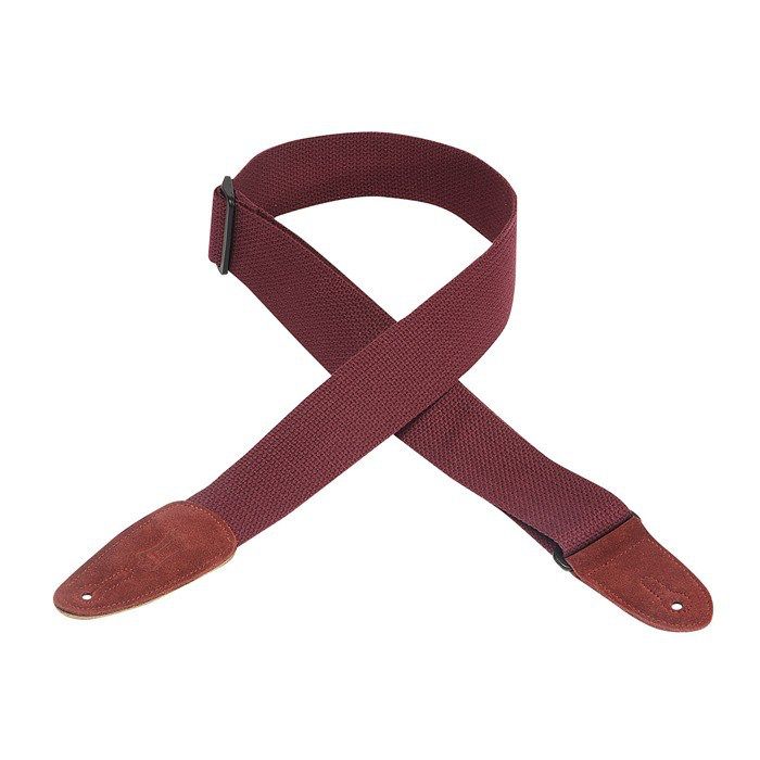 Levy's 2" Cotton Guitar Strap w/Leather Ends - Burgundy