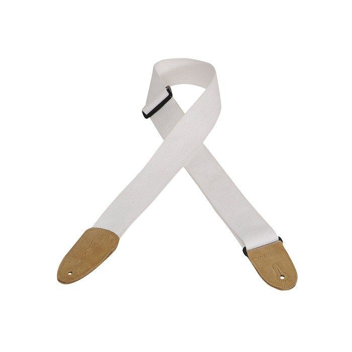 Levy's 2" Cotton Guitar Strap w/Leather Ends - White
