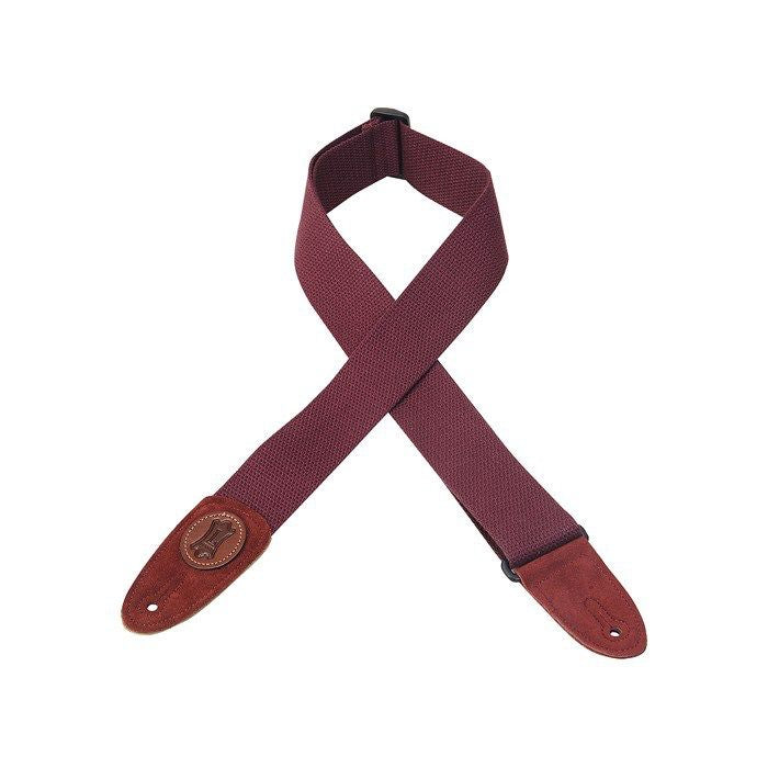 Levy's 2" Cotton Guitar Strap w/Suede Ends & Signature Logo - Burgundy