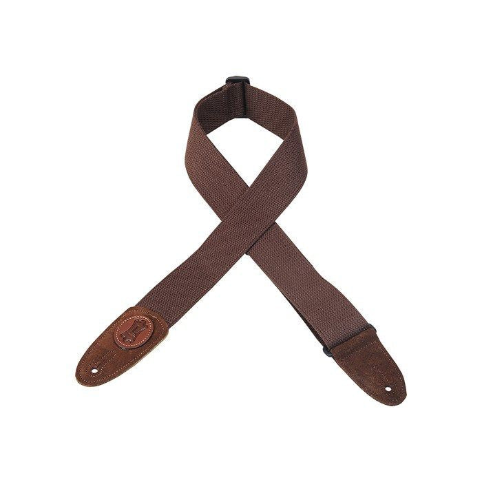 Levy's 2" Cotton Guitar Strap w/Suede Ends & Signature Logo - Brown