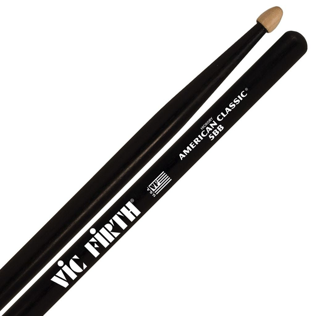 Vic Firth American Classic Hickory Drumstick, Wood Tip, 5B Black
