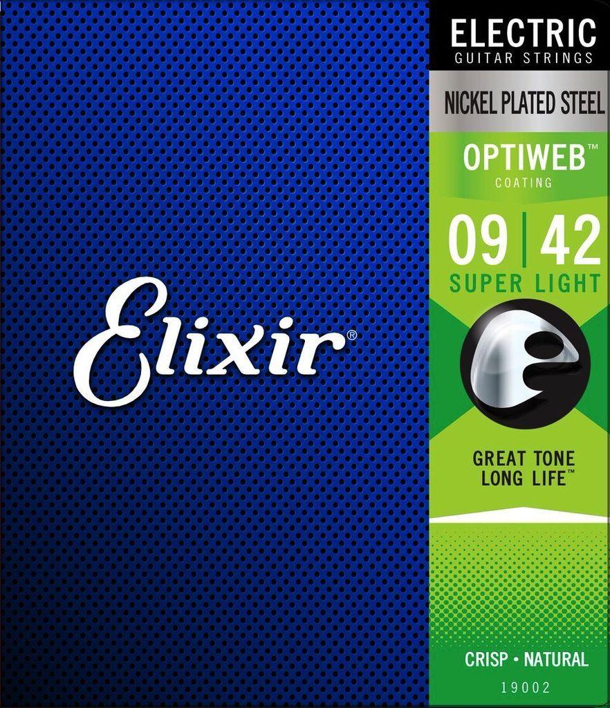 Elixir Optiweb Coated Electric Guitar String Set, .009-.042 - A Strings