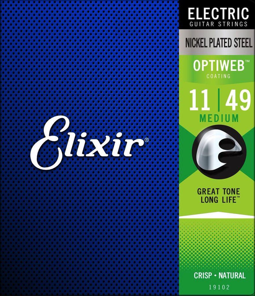 Elixir Optiweb Coated Electric Guitar String Set, .011-.049 - A Strings