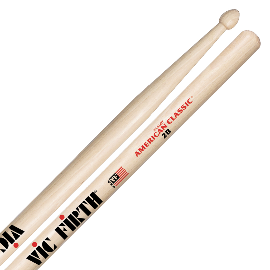 Vic Firth American Classic Hickory Drumstick, Wood Tip, 2B