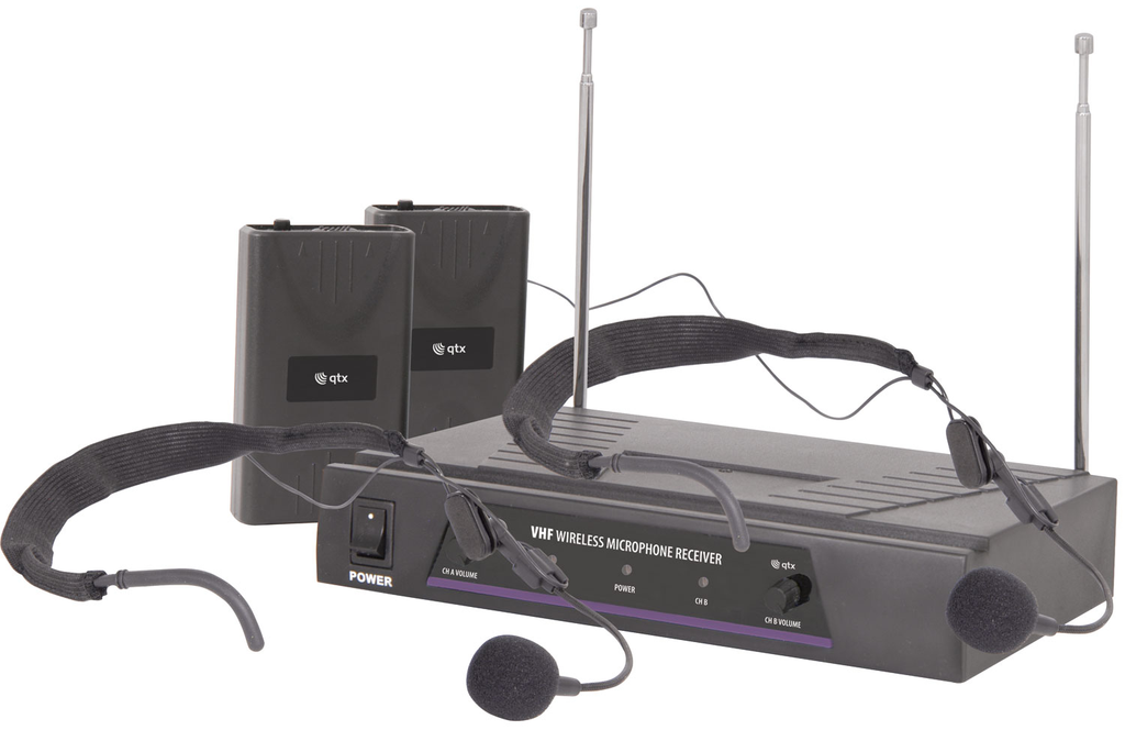QTX Dual Neckband Microphone VHF Wireless System - 174.1MHz + 175.0MHz
