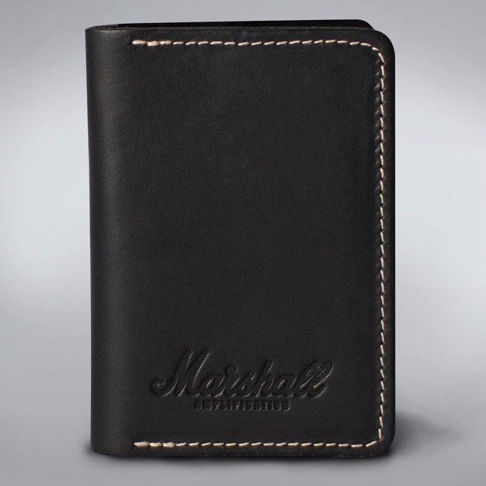 Marshall Embossed Script Leather Card Holder Wallet