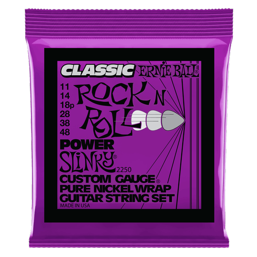 Ernie Ball Classic Rock n Roll Electric Guitar String Set, Pure Nickel, Power Slinky .011-.048 - A Strings