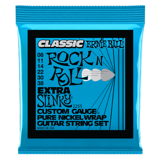Ernie Ball Classic Rock n Roll Electric Guitar String Set, Pure Nickel, Extra Slinky .008-.038 - A Strings