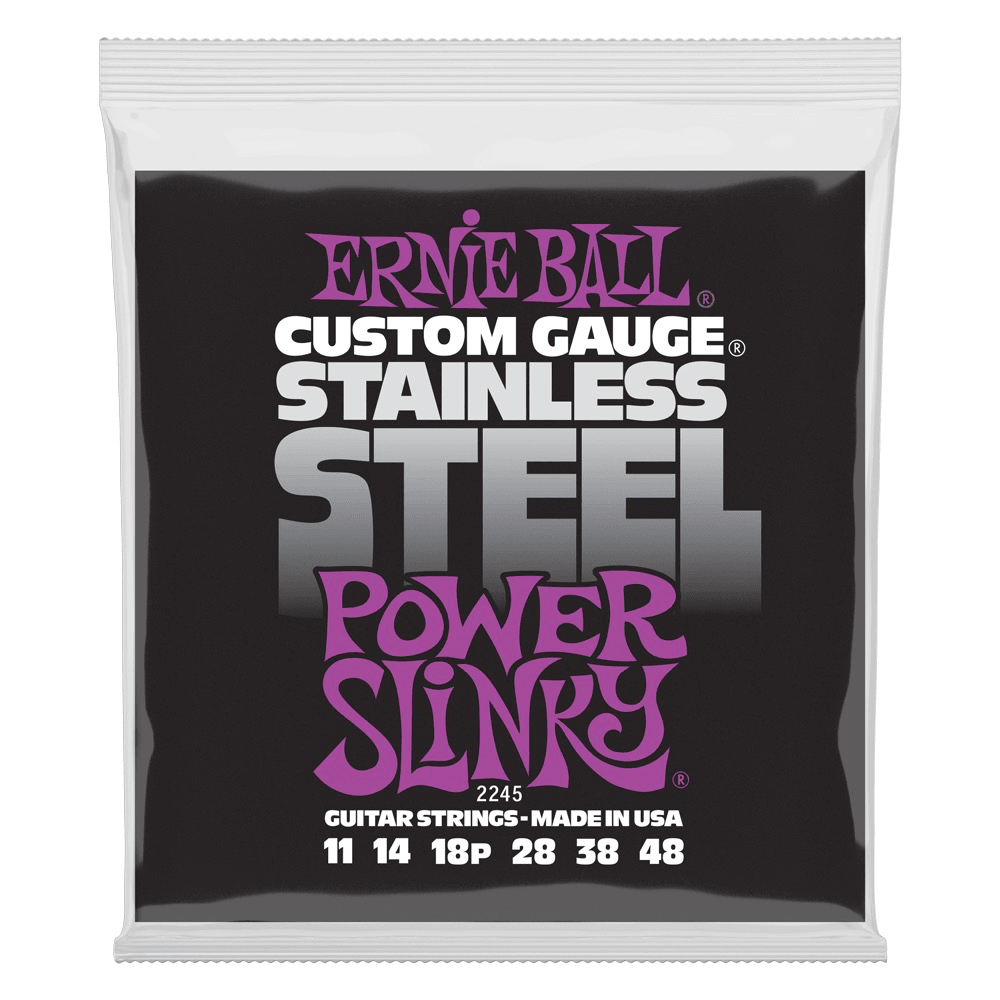 Ernie Ball Electric Guitar String Set, Stainless Steel, Power Slinky .011-.048 - A Strings