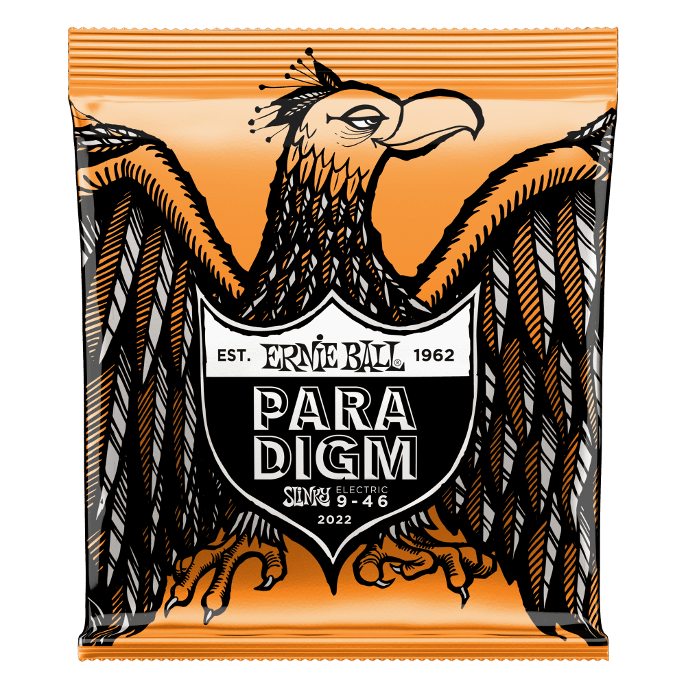 Ernie Ball Paradigm Slinky Coated Electric Guitar Set, Nickel, Hybrid Slinky .009-.046 - A Strings