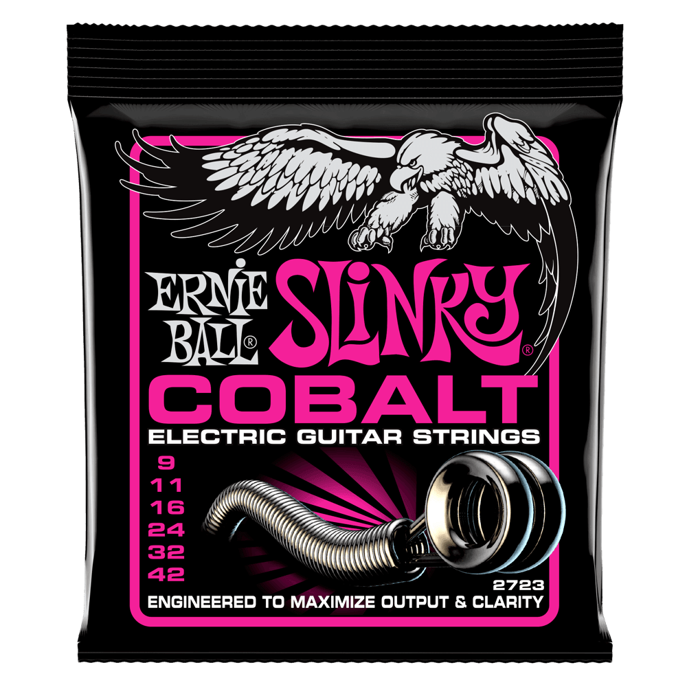Ernie Ball Cobalt Electric Guitar String Set, Super Slinky .009-.042 - A Strings