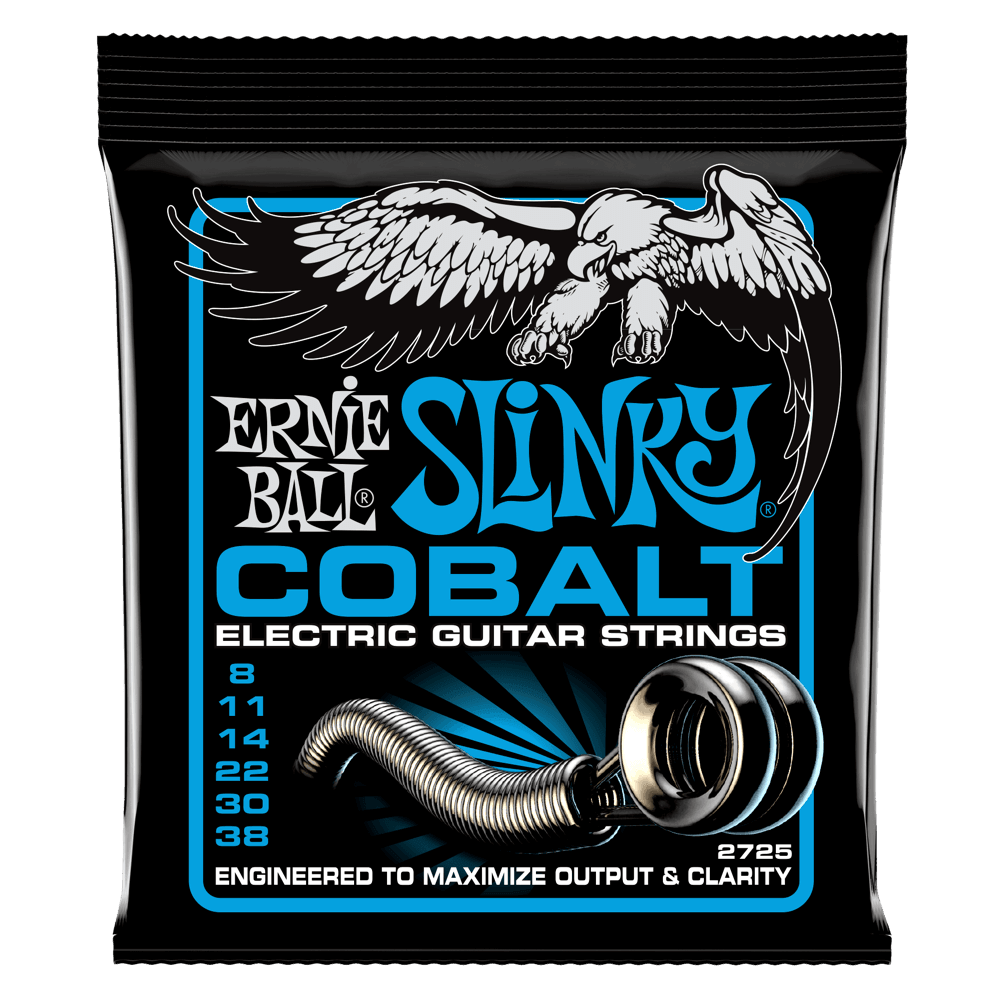 Ernie Ball Cobalt Electric Guitar String Set, Extra Slinky .008-.038 - A Strings