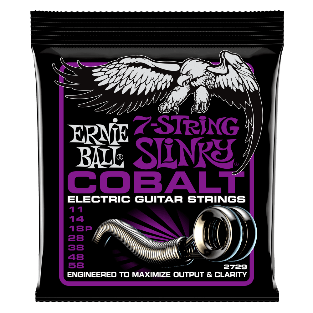 Ernie Ball 7-String Cobalt Electric Guitar String Set, Power Slinky  .011-.058 - A Strings