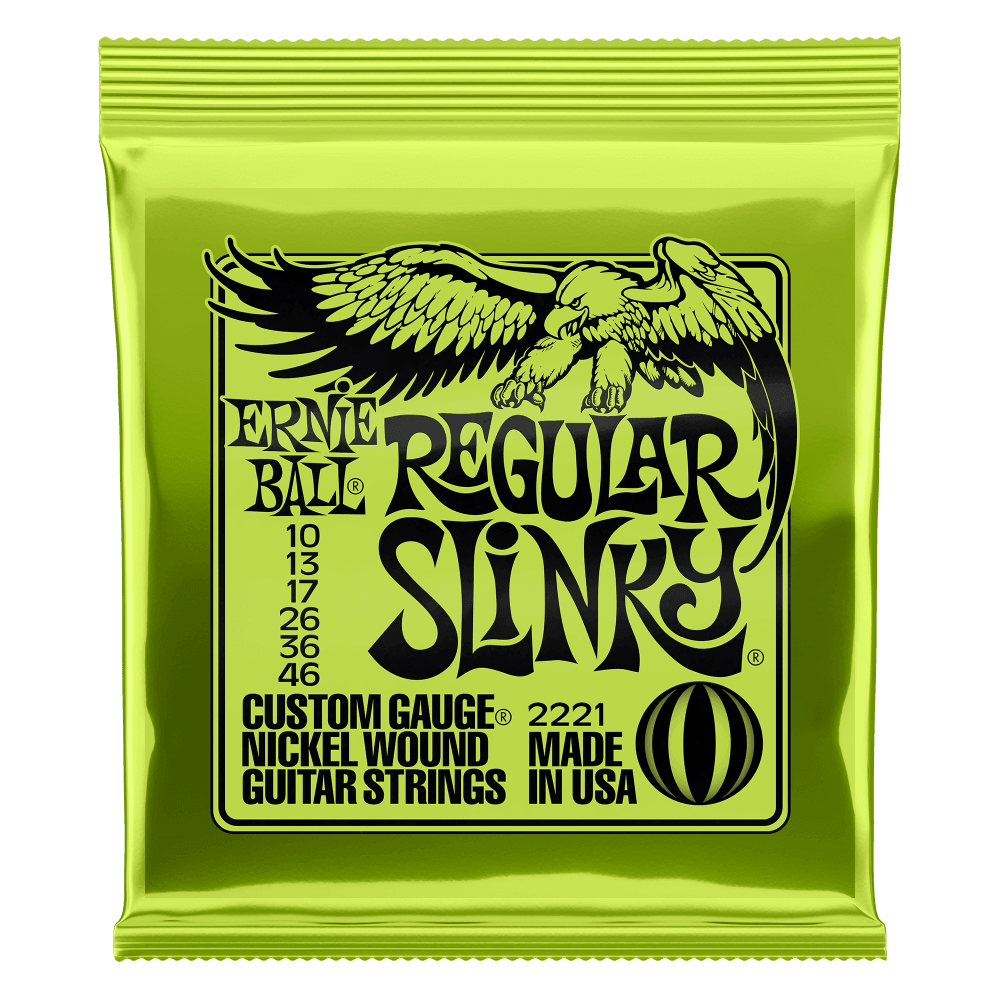 Ernie Ball Electric Guitar String Set, Nickel, Regular Slinky .010-.046 - A Strings