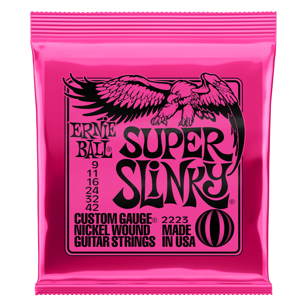 Ernie Ball Electric Guitar String Set, Nickel, Super Slinky .009-.042 - A Strings