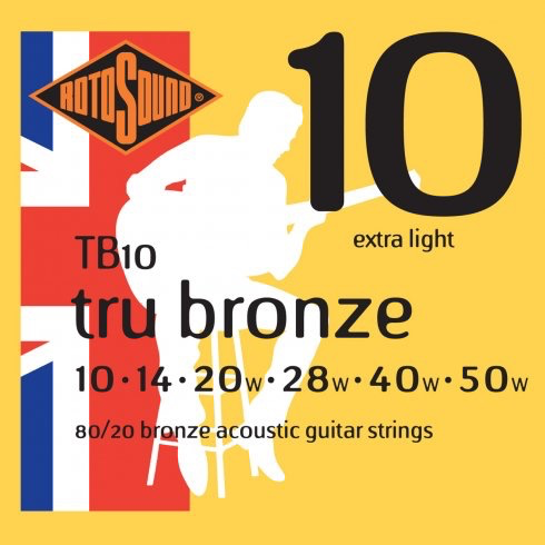 Rotosound True Bronze Acoustic Guitar String Set, 80/20 Bronze, .010-.050
