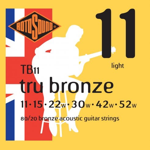 Rotosound True Bronze Acoustic Guitar String Set, 80/20 Bronze, .011-.052