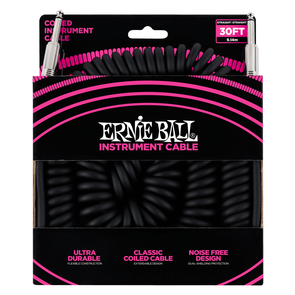 Ernie Ball Coiled Instrument Cable, 30ft - A Strings