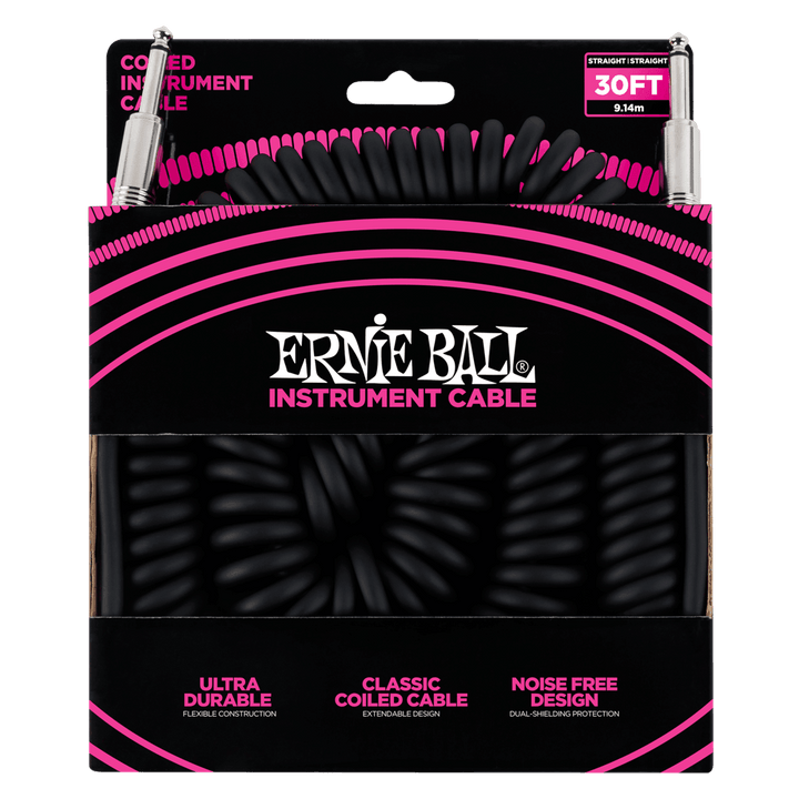 Ernie Ball Coiled Instrument Cable, 30ft - A Strings