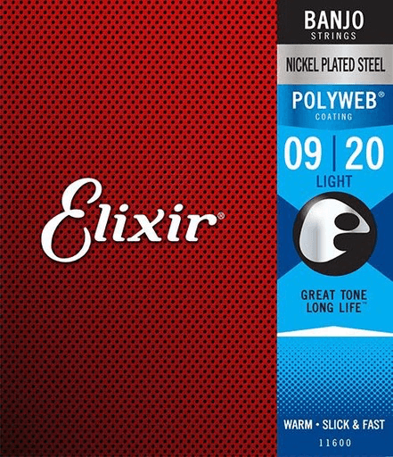 Elixir Polyweb Coated 5-String Banjo String Set, Nickel, .009-.020 - A Strings