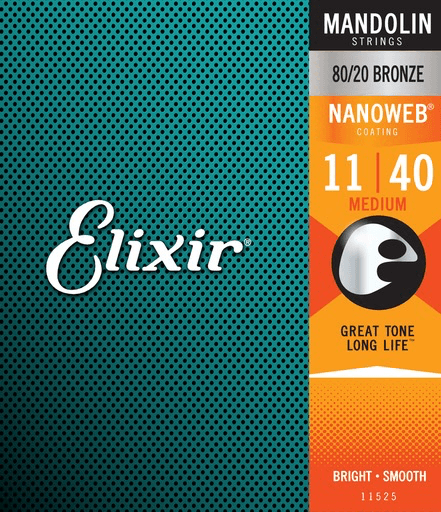Elixir Nanoweb Coated Mandolin String Set, 80/20 Bronze, .011-.040 - A Strings