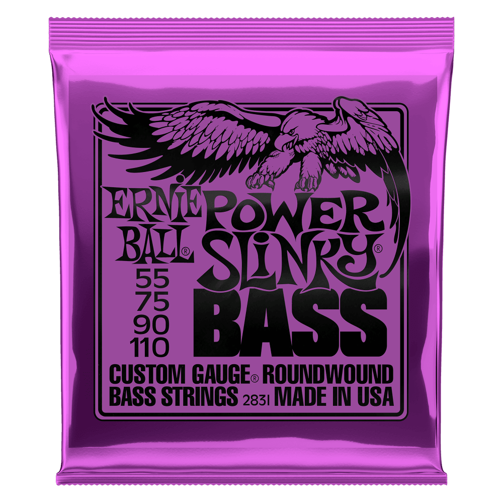 Ernie Ball Bass Guitar String Set, Nickel, Power Slinky .055-.110 - A Strings