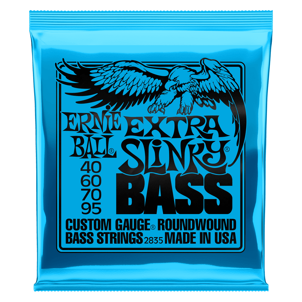 Ernie Ball Bass Guitar String Set, Nickel, Extra Slinky .040-.095 - A Strings