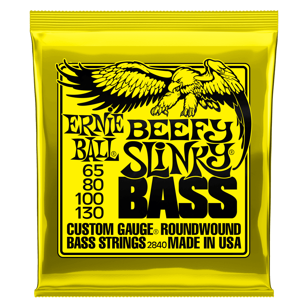 Ernie Ball Slinky Bass Guitar String Set, Beefy Slinky .065-.130 - A Strings