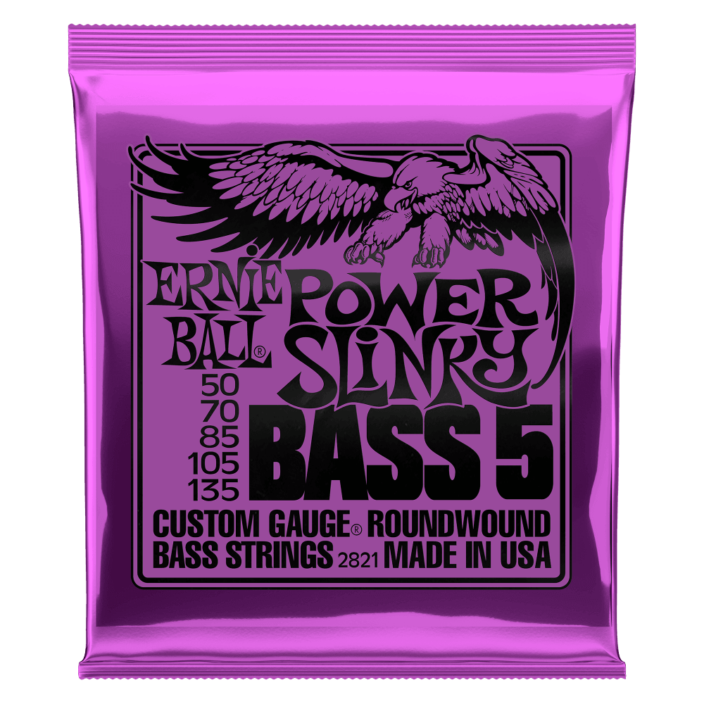 Ernie Ball 5-String Bass Guitar String Set, Nickel, Power Slinky .050-.135 - A Strings