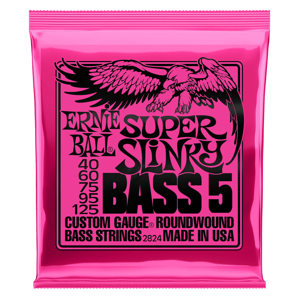 Ernie Ball 5-String Bass Guitar String Set, Nickel, Super Slinky .040-.125 - A Strings