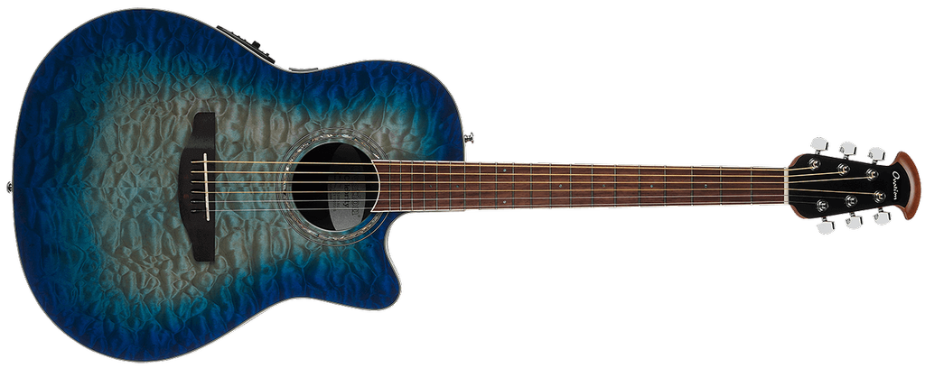 Ovation CS28P-RG Celebrity Tradition Plus Quilted Maple, Super Shallow, Caribbean Blue