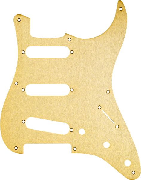 Fender Pickguard, 50s Strat, 8 Hole S/S/S Configuration, 3-Ply, Gold Anodized Aluminium