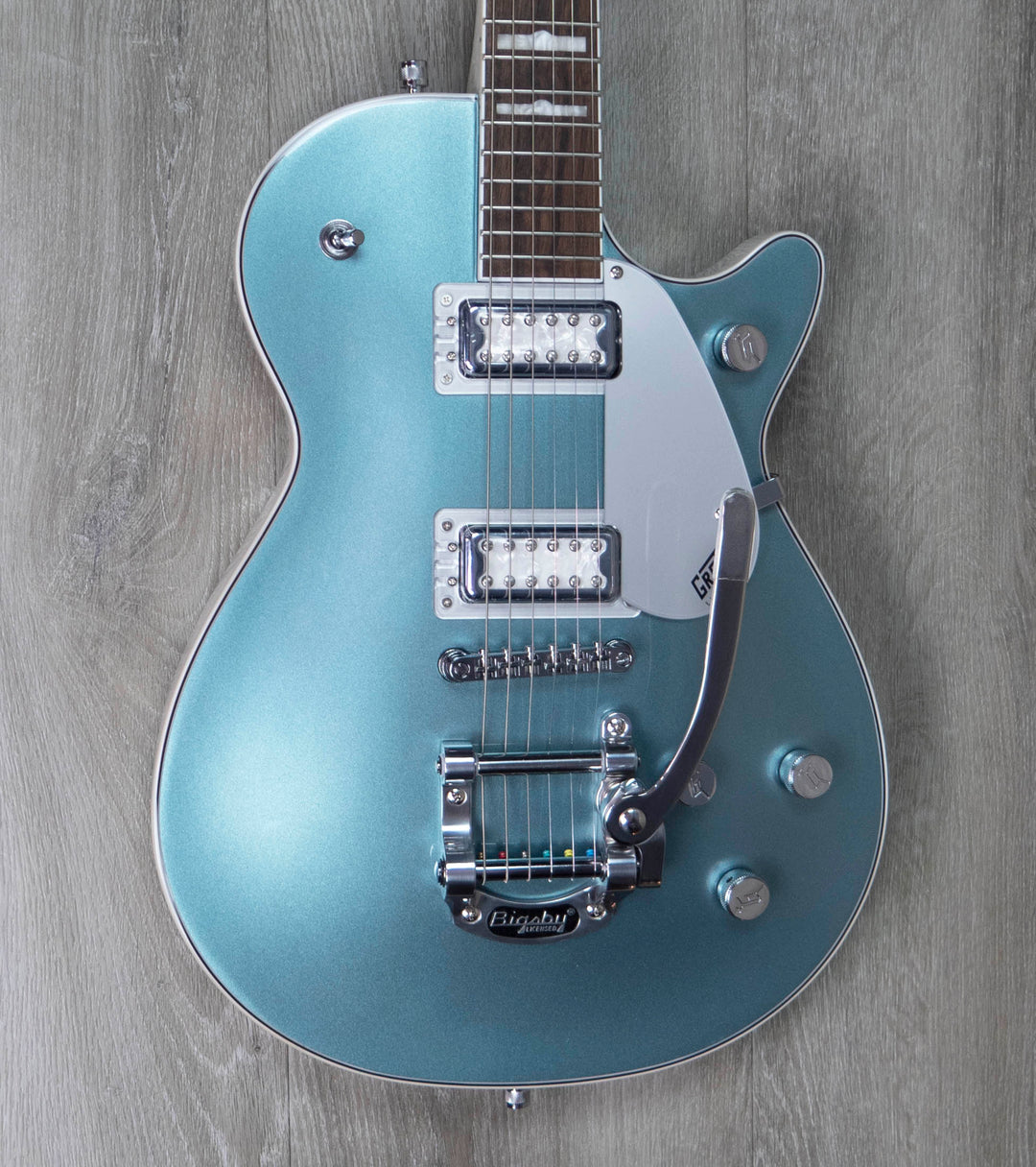 Gretsch G5230T-140 Electromatic 140th Double Platinum Jet with Bigsby, Laurel Fingerboard, Two-Tone Stone Platinum/Pearl Platinum