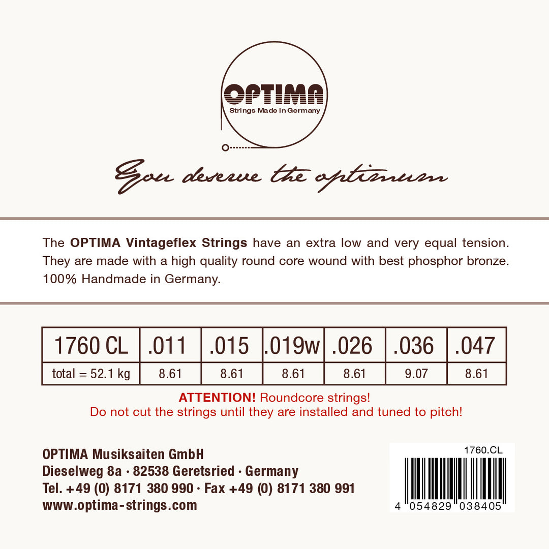 Optima Bow String Optima Acoustic Vintage Flex String Set, Low Tension, Bronze, .011-.04 ...