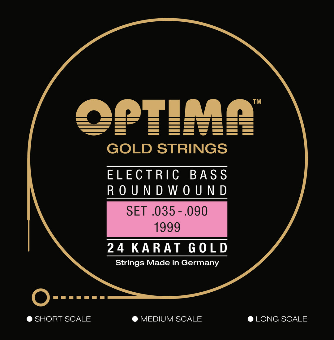 Optima Gold Roundwound Bass String Set, Short Scale .035-.090