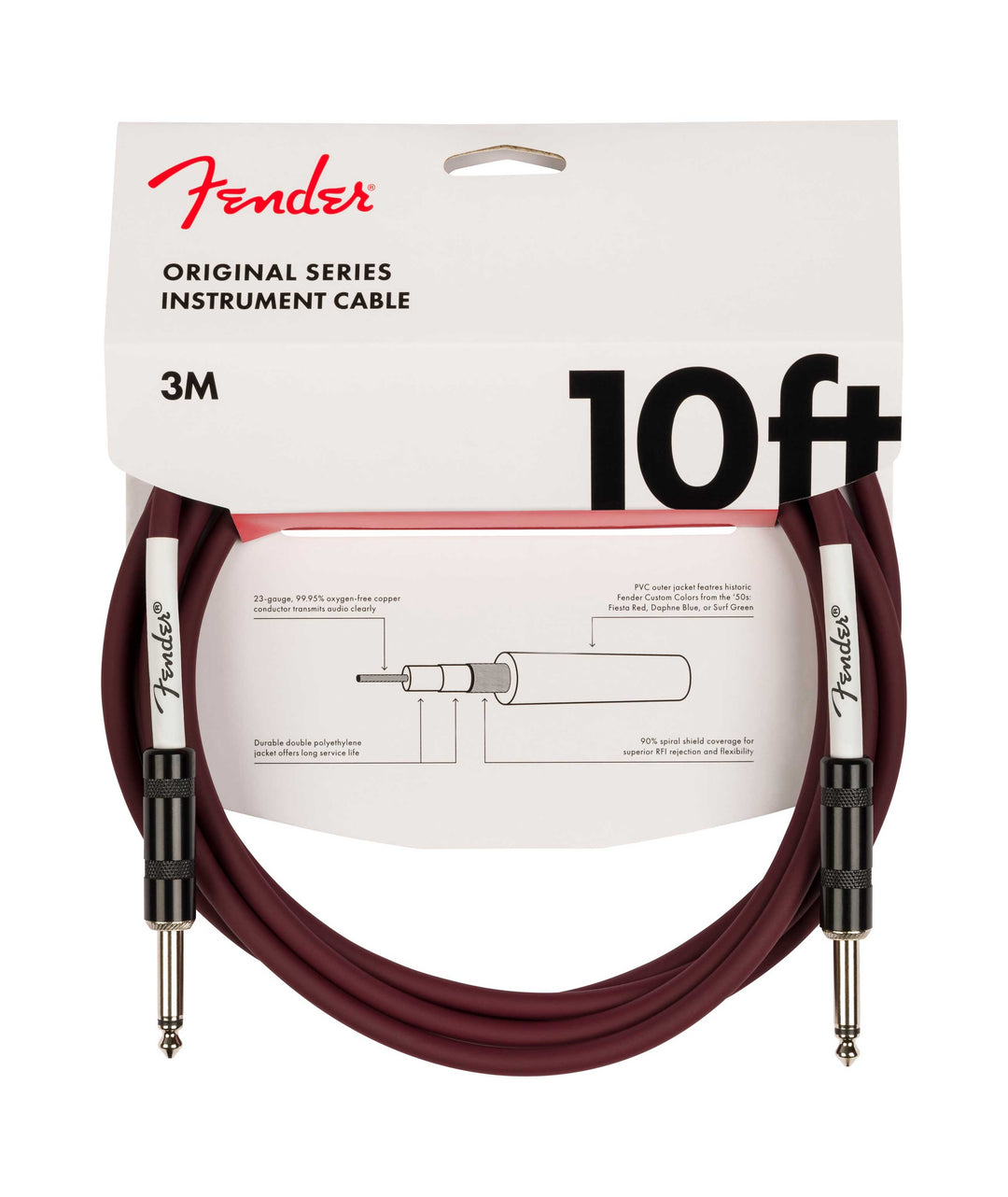 Cable de instrumento Fender Original Series de 10 pies, color sangre de buey