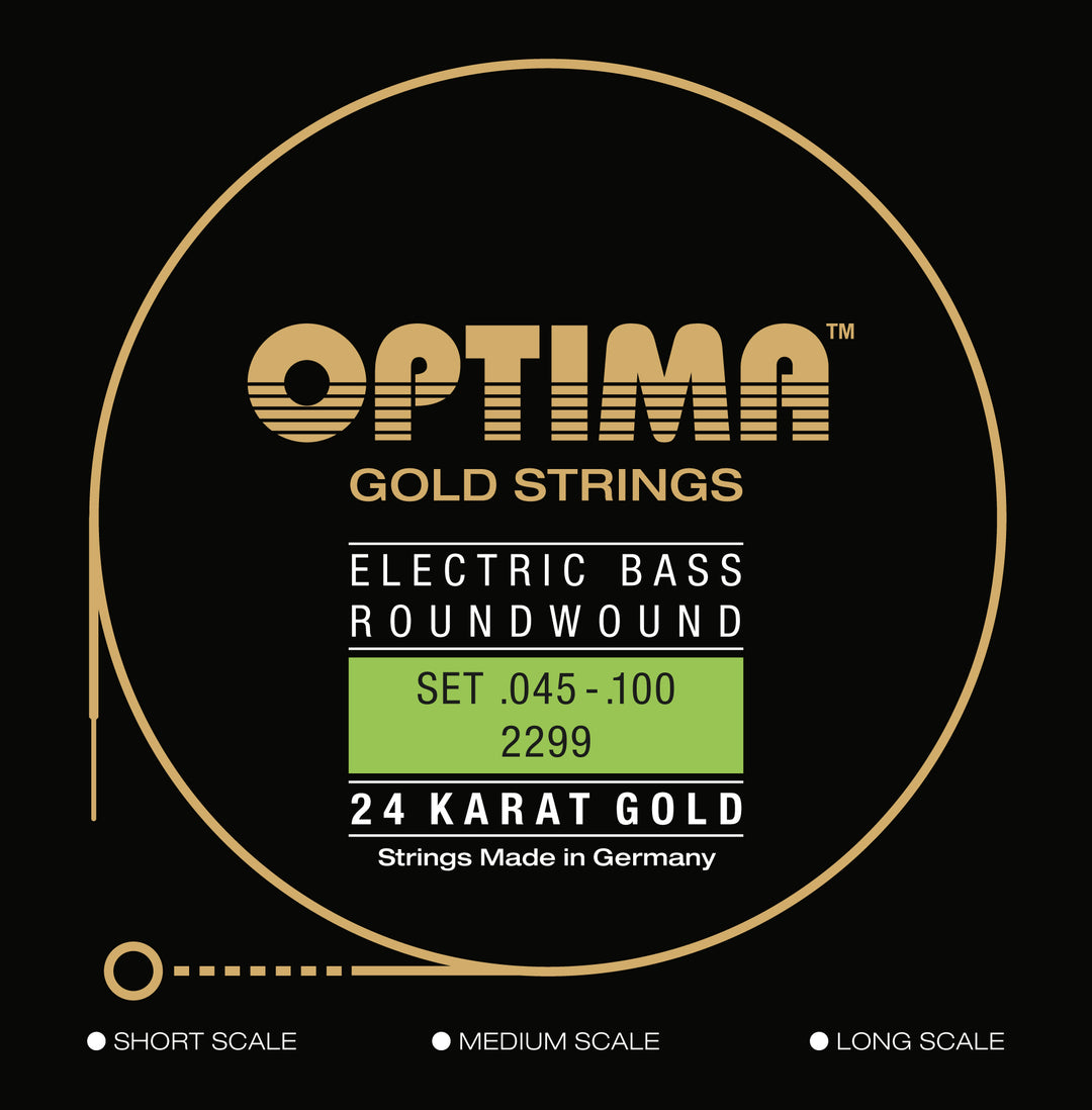 Optima Gold Roundwound Bass String Set, Medium Scale .045-.100