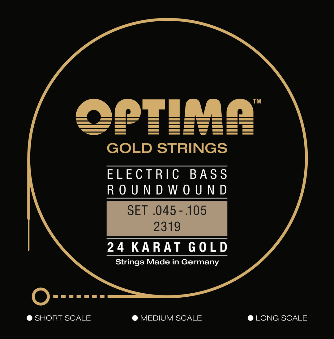 Optima Gold Roundwound Bass String Set, Medium Scale .045-.105