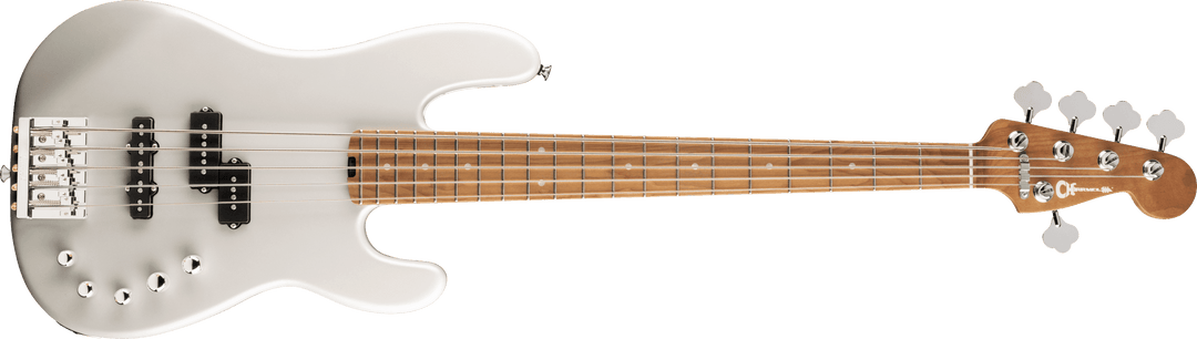 Charvel Pro-Mod San Dimas Bass PJ V, Caramelized Maple Fingerboard, Platinum Pearl - A Strings