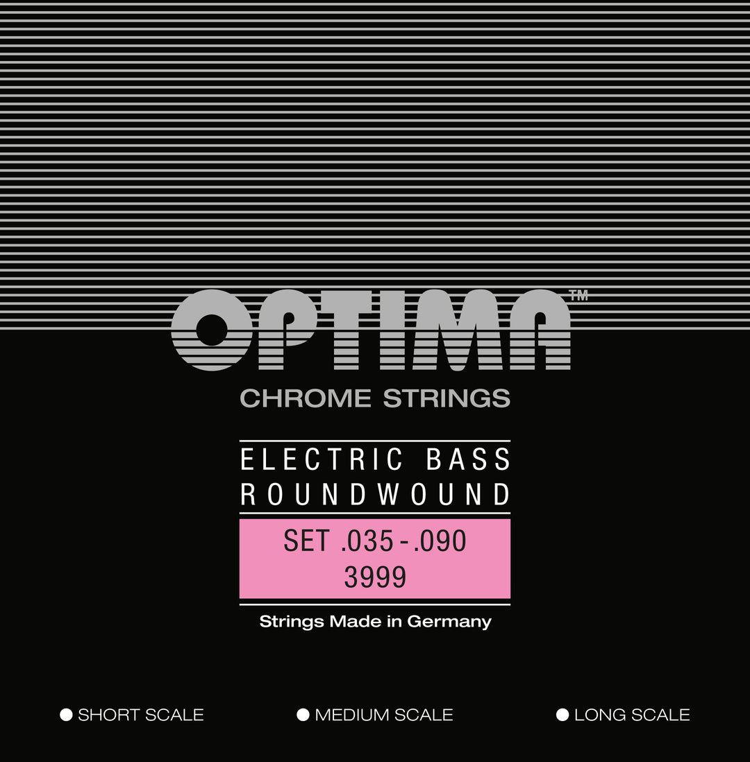 Optima Chrome Roundwound Bass String Set, Long Scale .035-.090