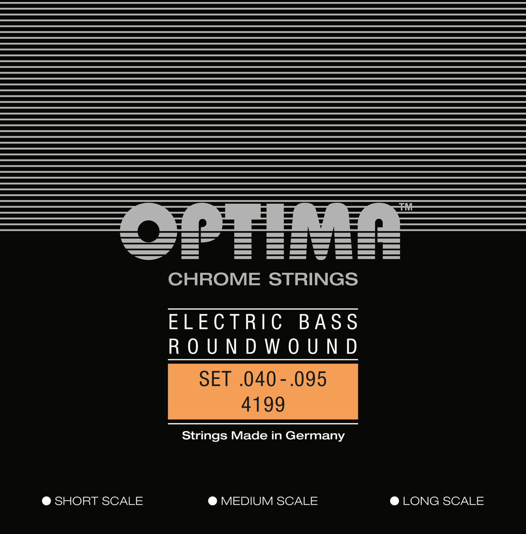 Optima Chrome Roundwound Bass String Set, Long Scale .040-.095