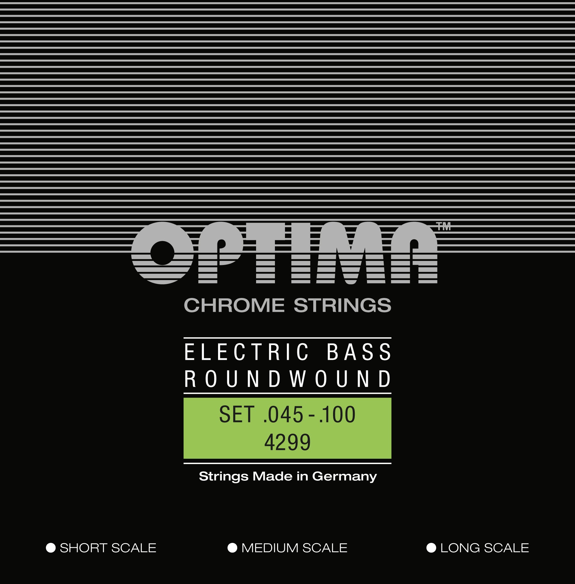 Optima Chrome Roundwound Bass String Set Long Scale .045 .100 A