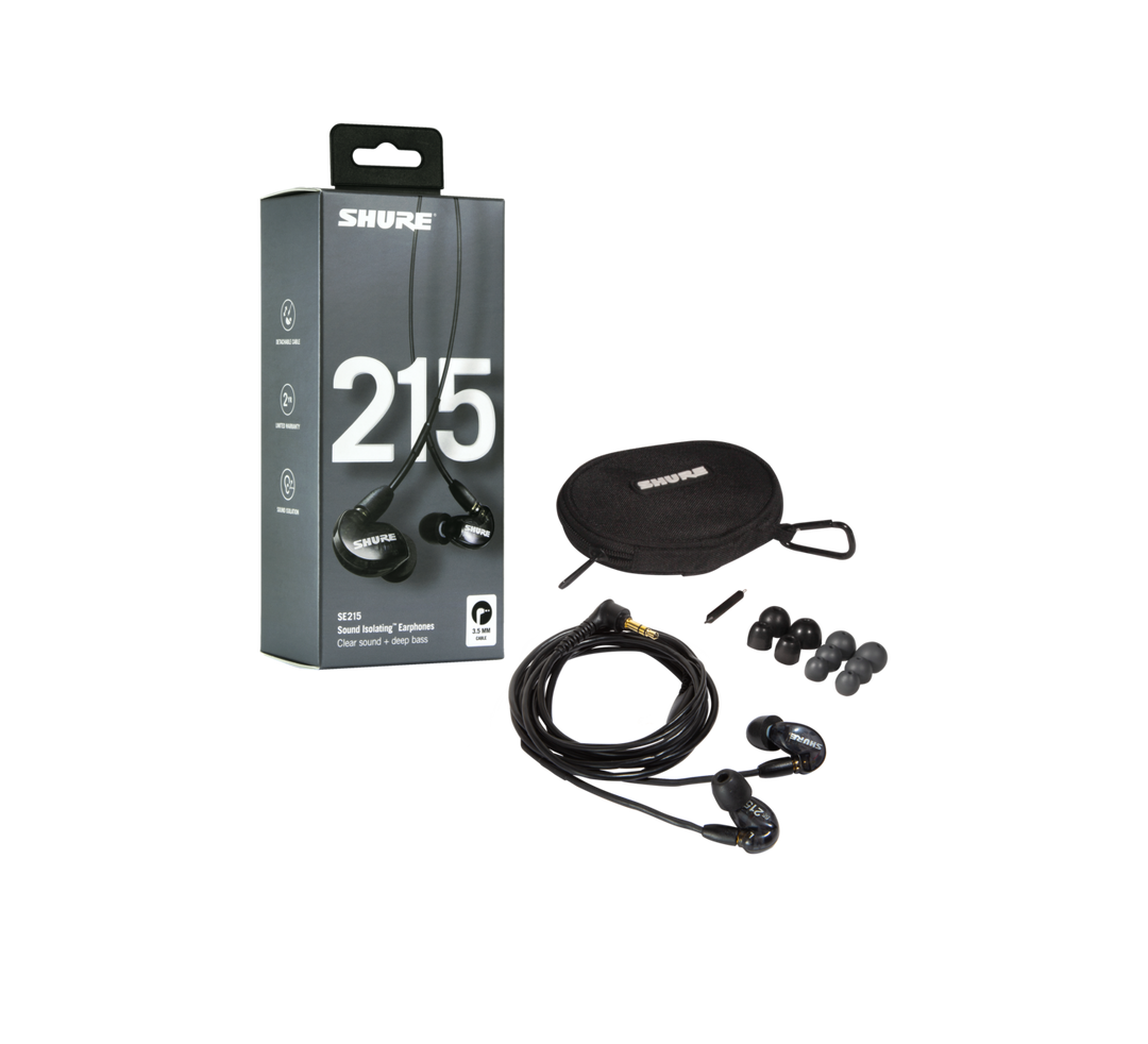 Shure SE215 Pro Professional Sound Isolating Earphones, Black