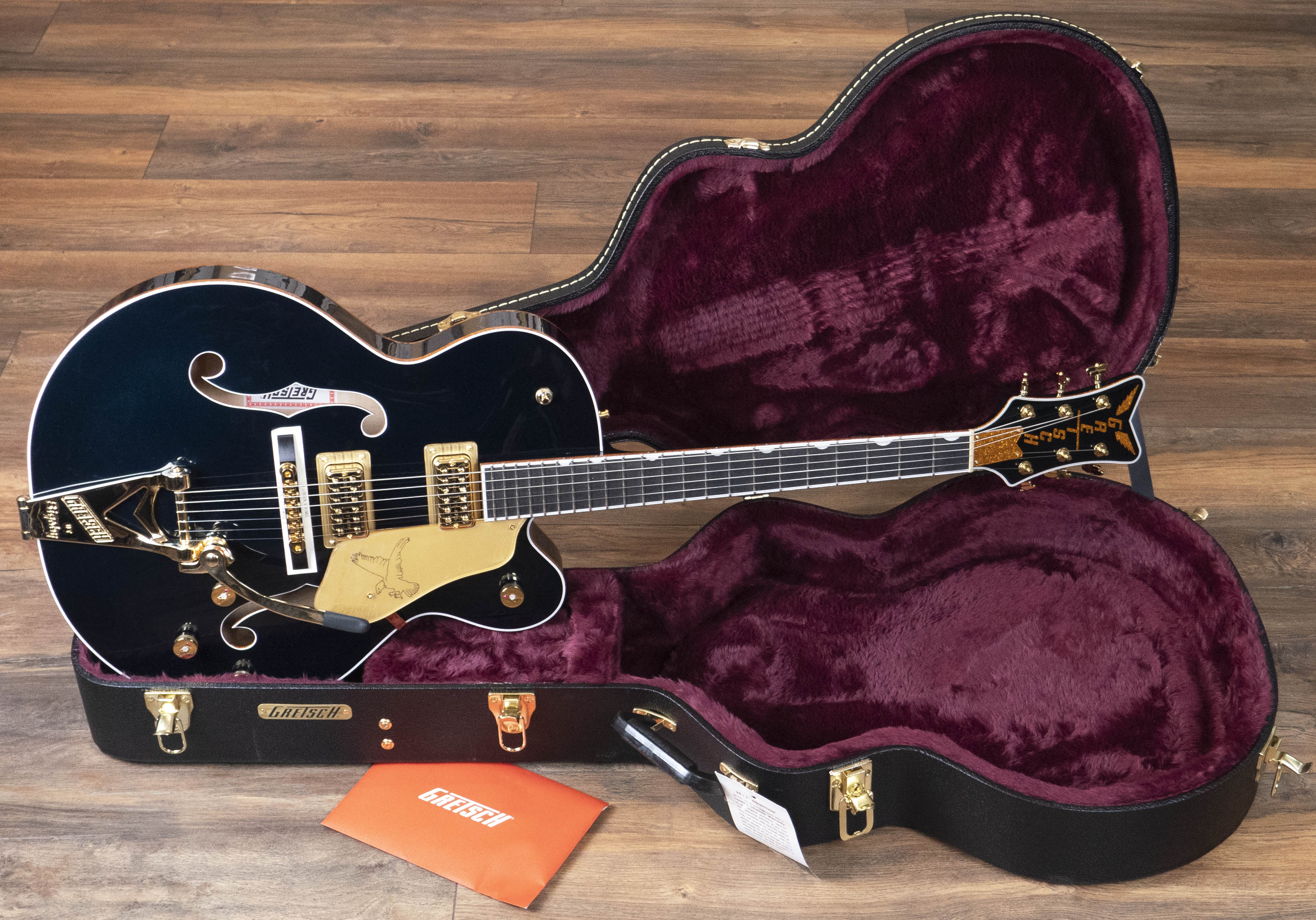 Gretsch G6136TG Players Edition Falcon Hollow Body with String Thru Bigsby and Gold Hardware Ebony Fingerboard Midnight Sapphire