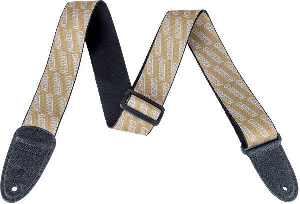 Gretsch Strap with White Logos, Gold