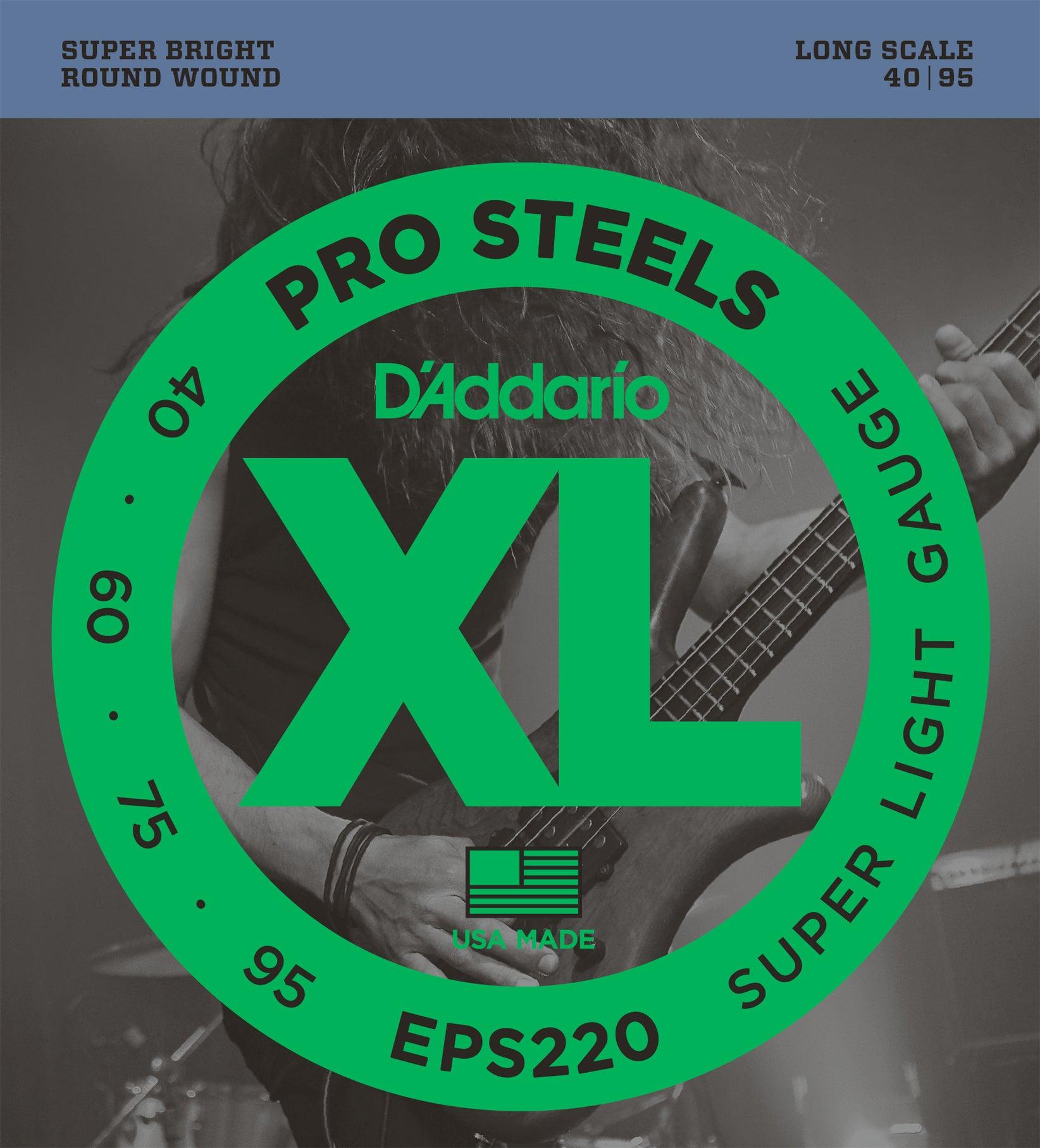 D Addario ProSteels Bass Guitar String Set EPS220 Super Light .040 .095