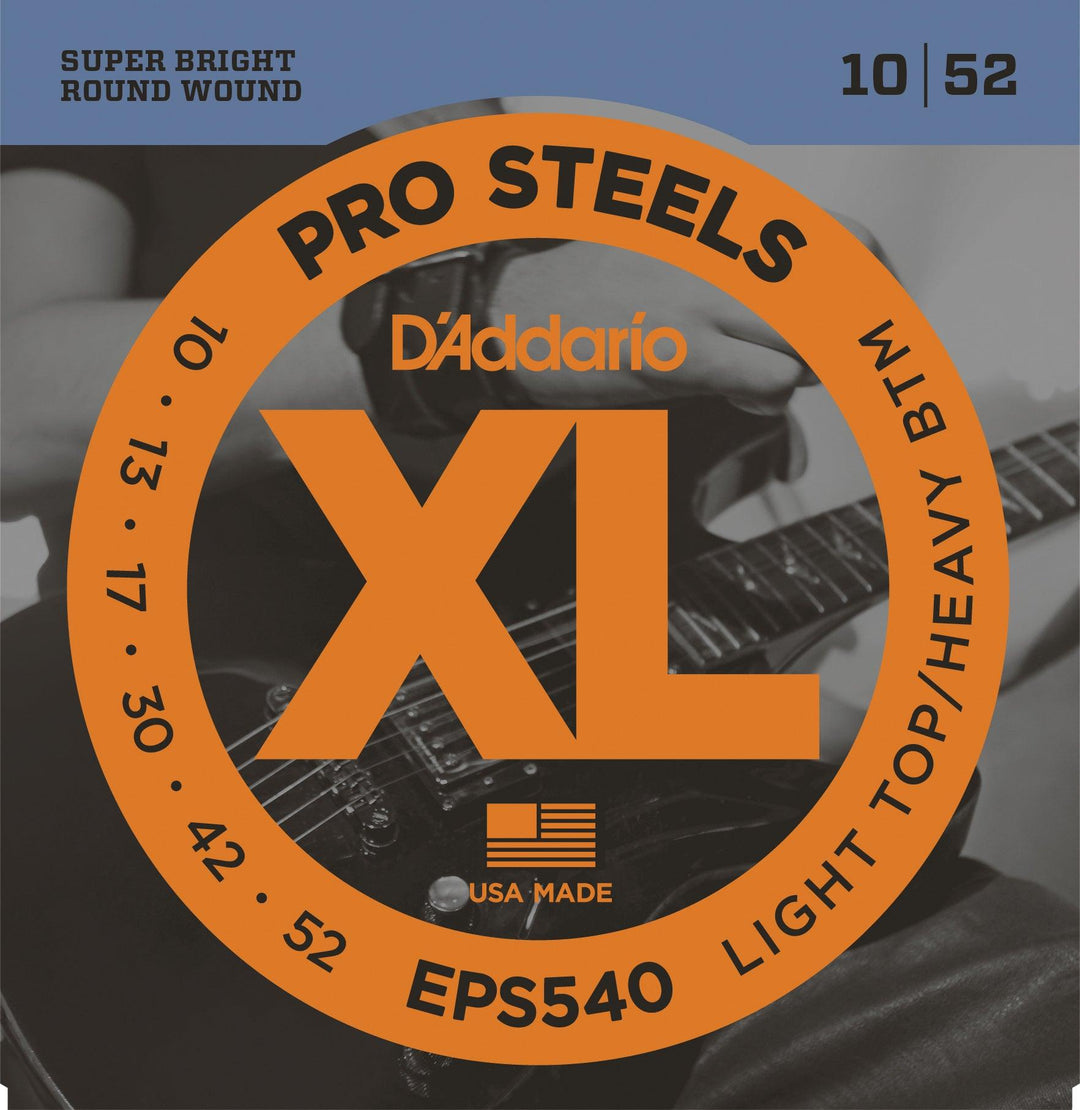 D'Addario ProSteels Electric String Set, Light Top/Heavy Bottom .010-.052 - A Strings