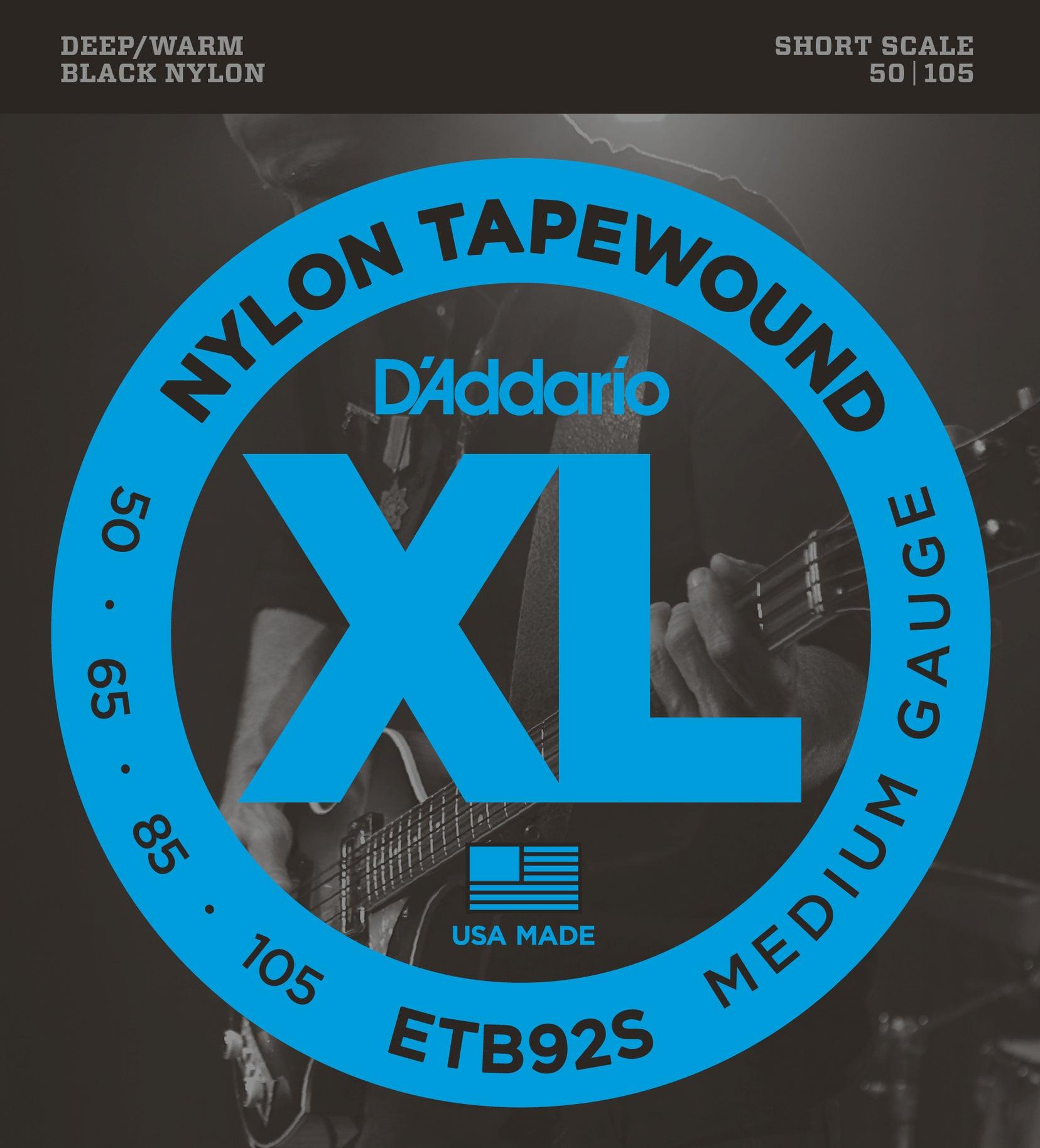 D Addario Black Nylon Tapewound Bass Guitar String Set Flatwound