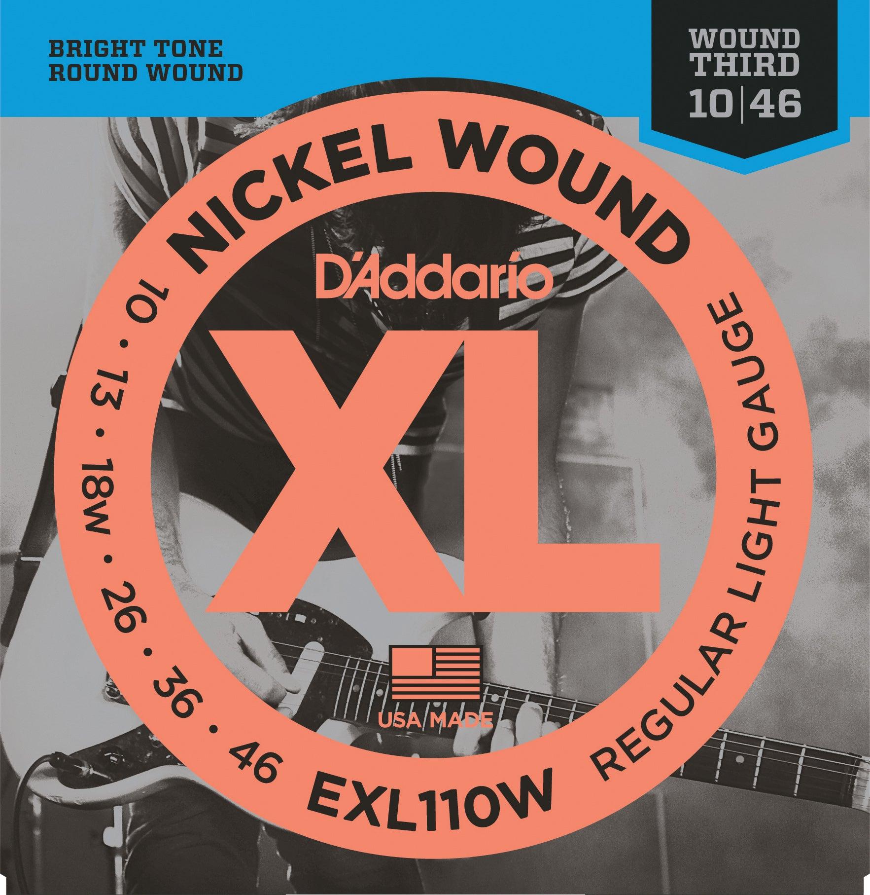 D Addario XL Electric Guitar String Set Wound 3rd EXL110W