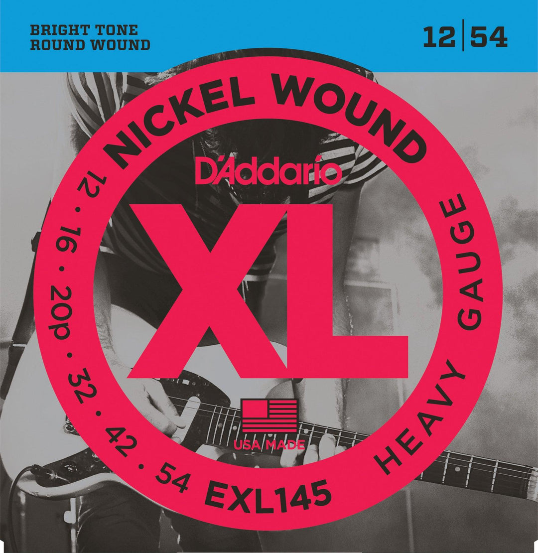 D'Addario XL Electric Guitar String Set, Nickel, EXL145 Heavy .012-.054 - A Strings